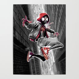 Leap of Faith - Miles Morales Wall Print - Duotone Poster