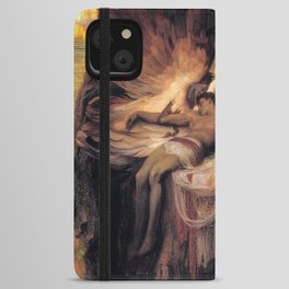Flying too close to the sun; the lament for Icarus by the angels portrait painting by Herbert Draper  iPhone Wallet Case