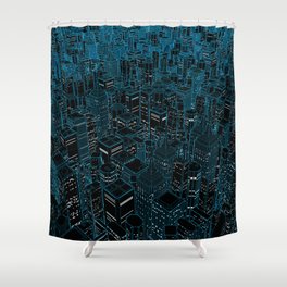 Night light city / Lineart city in blue Shower Curtain