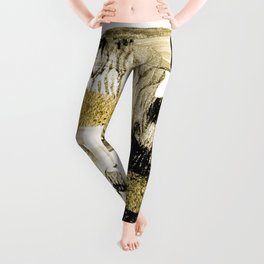 Art and Gold. Trendy color with golden paint and sequins. Very beautiful abstraction. Multi-coloured spot, acrylic paint, modern art, hand drawn painting, contemporary art. Leggings