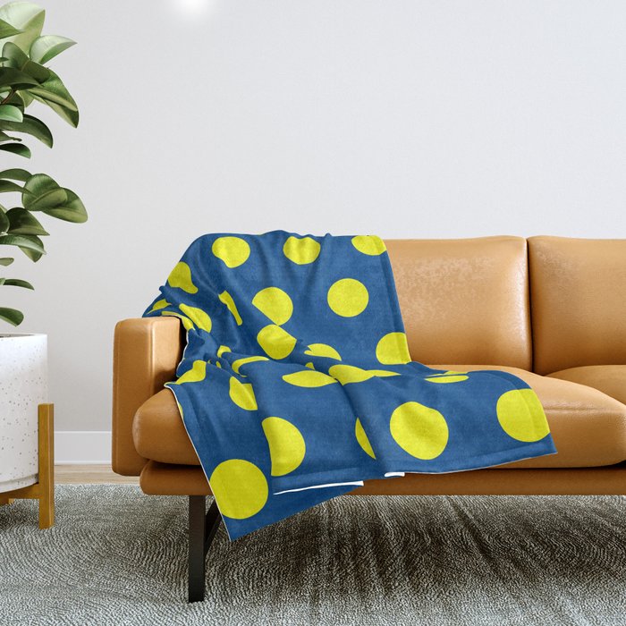 Maize and Blue polka dots Throw Blanket