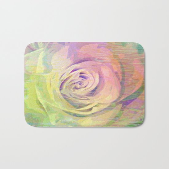 Painterly Pastel Rose Abstract Bath Mat