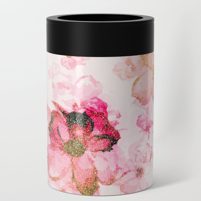 Rose Gold Blush Flowers Can Cooler