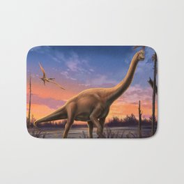 Jurassic Dinosaurs Bath Mat | Landscape, Digital, Brachiosaurus, Dinosaurs, Paleontology, Painting, Cretaceous, Dinosaur, Flying, Triassic 