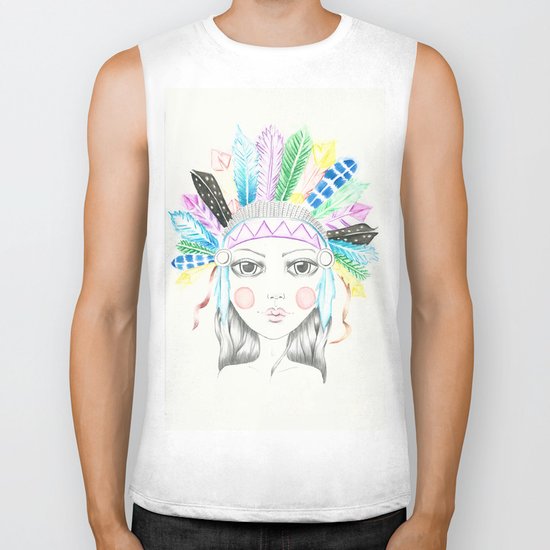 Indian Headdress Girl Biker Tank