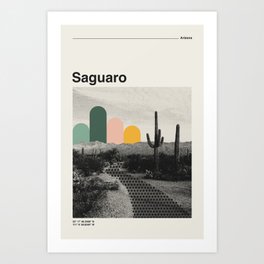 Saguaro National Park Mid Century Modern Travel Poster Art Print