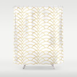 Art Deco Series - Gold & White Shower Curtain