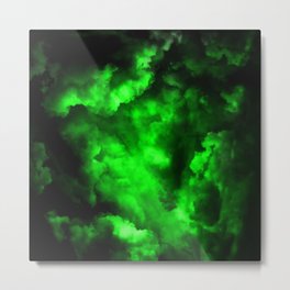 Envy - Abstract In Black And Neon Green Metal Print | Green, Abstract, Brightgreen, Blackandgreen, 3D, Mixed Media, Clouds, Neon, Envy, Painting 