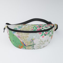 Painterly Floral Jungle on Pink and White Fanny Pack