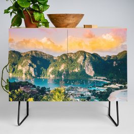 Blue lagoon, Thailand harbor landscape Pacific isles ocean nautical maritime color photograph / photography Credenza