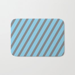 [ Thumbnail: Sky Blue and Gray Colored Lines/Stripes Pattern Bath Mat ]