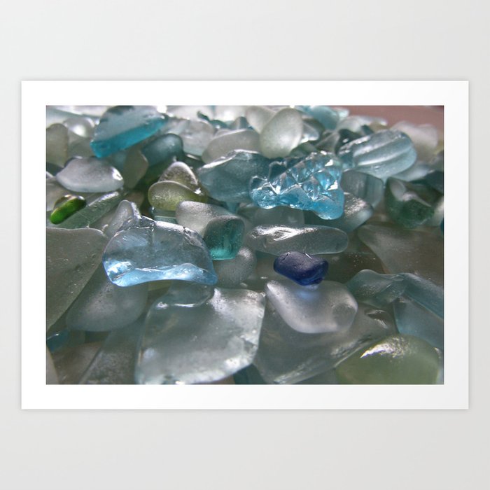Ocean Hue Sea Glass Assortment Art Print
