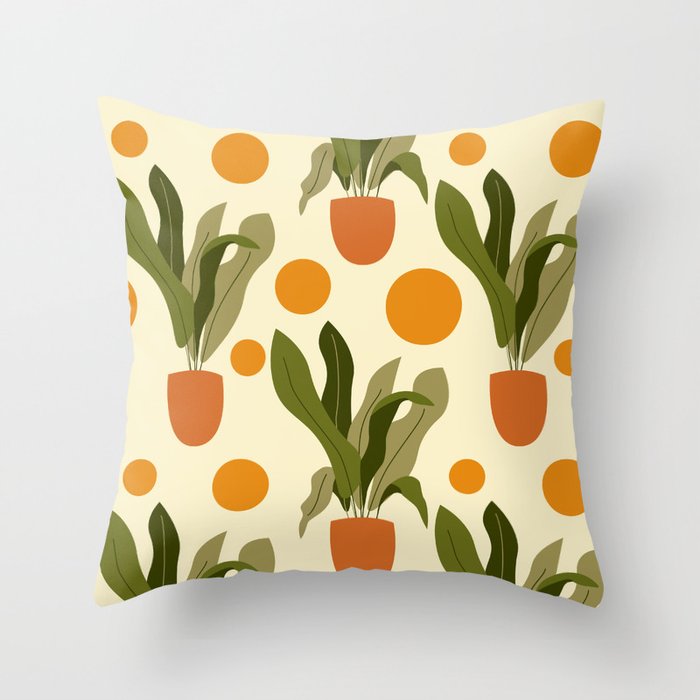 Abstract Plantpots pattern Throw Pillow