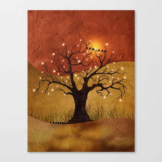 sunset and lights Canvas Print
