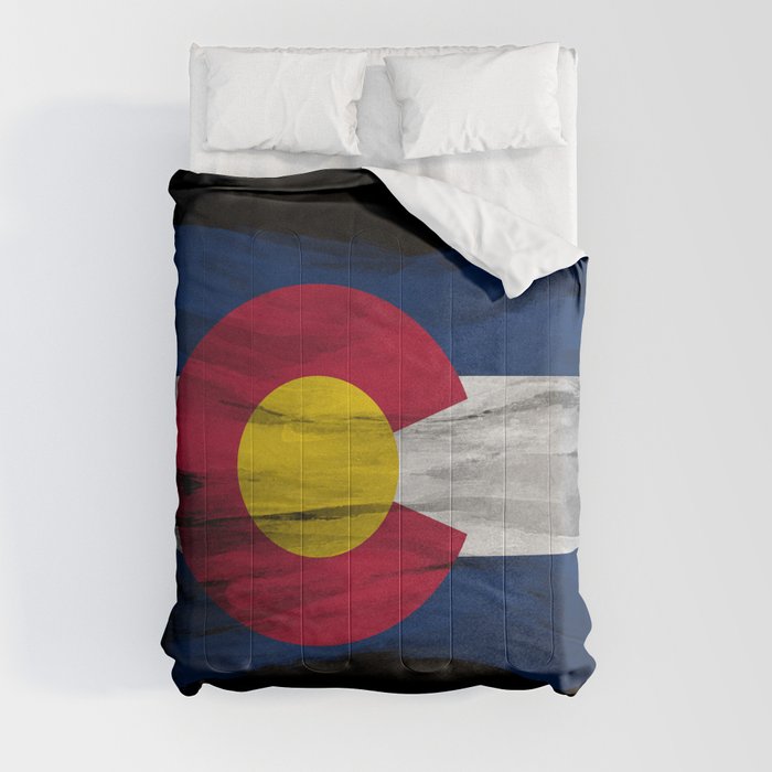 Colorado state flag brush stroke, Colorado flag background Comforter