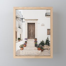 wooden door in Locorotondo | Stairway | Italy | Travel photography pastel Art Print Framed Mini Art Print
