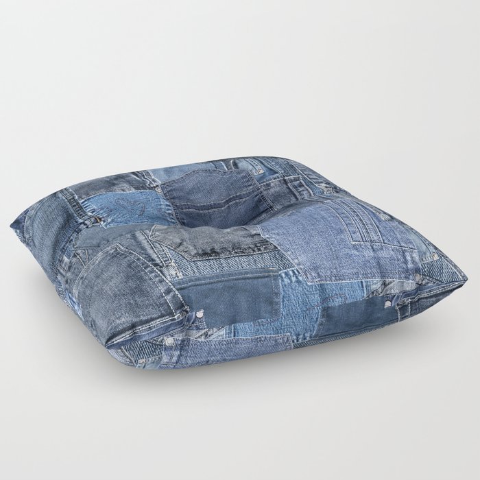 Blue Jeans Pocket Patchwork Pattern Floor Pillow