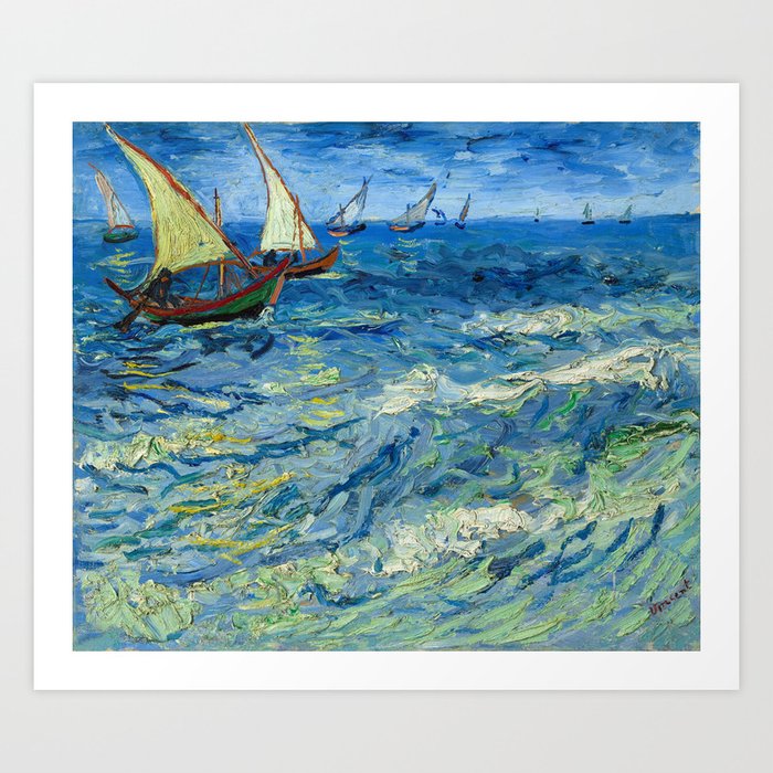 The Sea at Saintes-Maries, 1888 by Vincent van Gogh Art Print