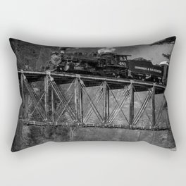 Steam Engine on a trestle river black and white photograph / art photography  Rectangular Pillow