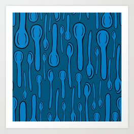 Spoony Spoons Blue Art Print