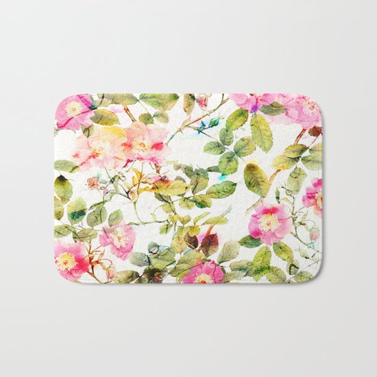 soft pink rosebush Bath Mat