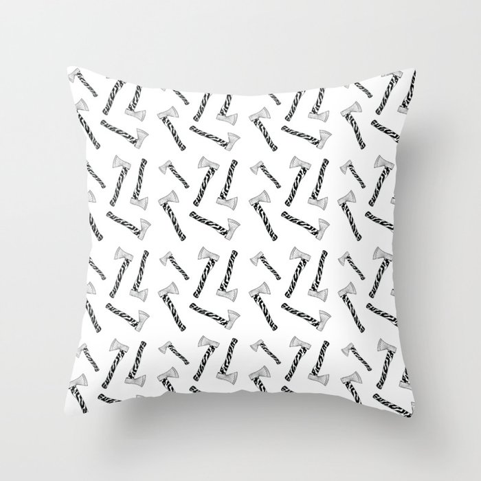 Axeistential Crisis - Black on White Throw Pillow