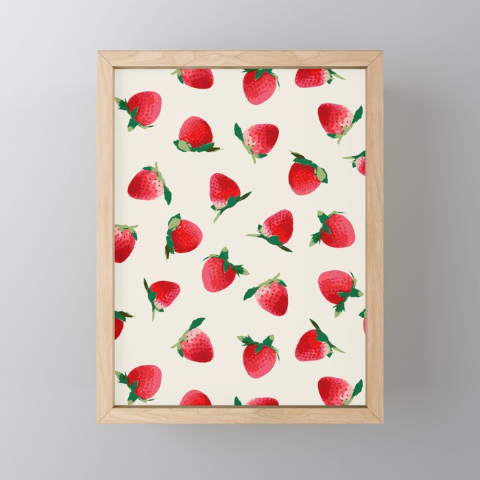 Strawberry pattern Framed Mini Art Print