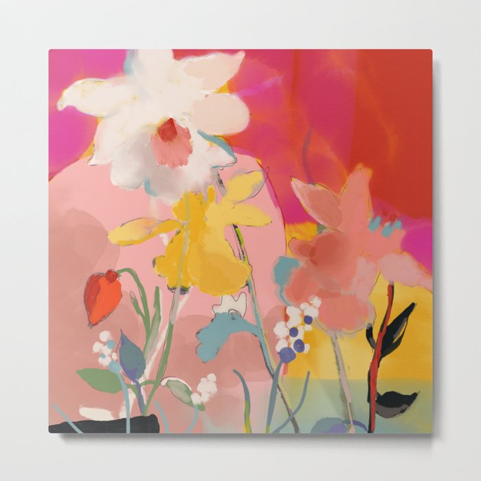 abstract pink Metal Print - square metal wall art