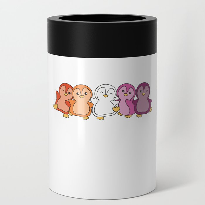 Lesbian Flag Pride Lgbtq Cute Penguin Can Cooler