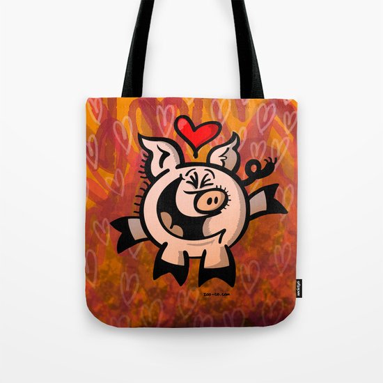 Pig Falling Head over Heels in Love Tote Bag