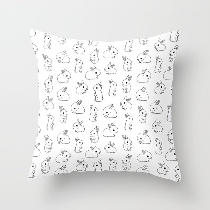Funny tiny bunny Throw Pillow