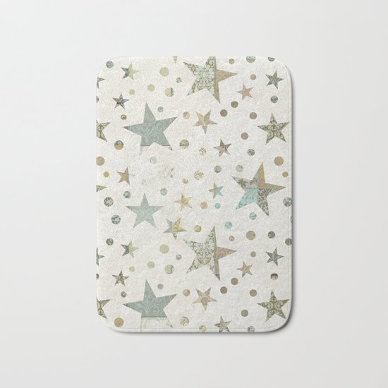 Patchwork Stars Collage Pattern Bath Mat