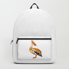 Pelican watercolor painting Backpack | Splashes, Drippingpaint, Wallart, Pelicans, Pelican, Yellow, Pelicanwall, Watercolor, Orange, Walldecor 
