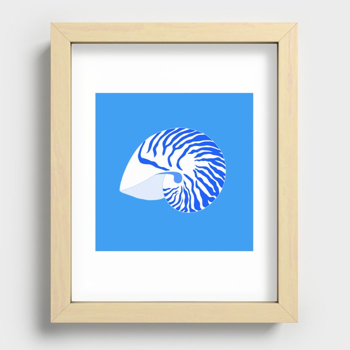 Blue Nautilus Shell Recessed Framed Print