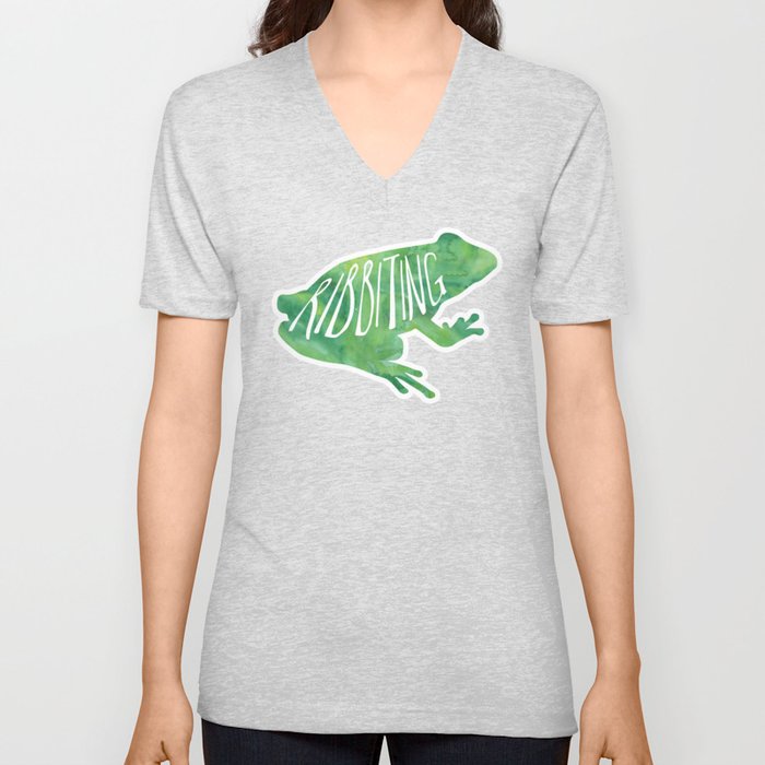 Ribbiting - funny frog pun V Neck T Shirt