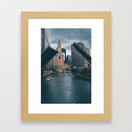 Chicago River Bridge Lifts Framed Art Print