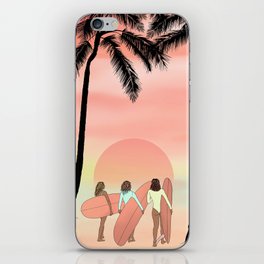 Sunset With The Girls | Tropical Surf Illustration iPhone Skin