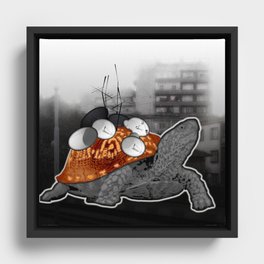 Urban Communication Turtle Framed Canvas