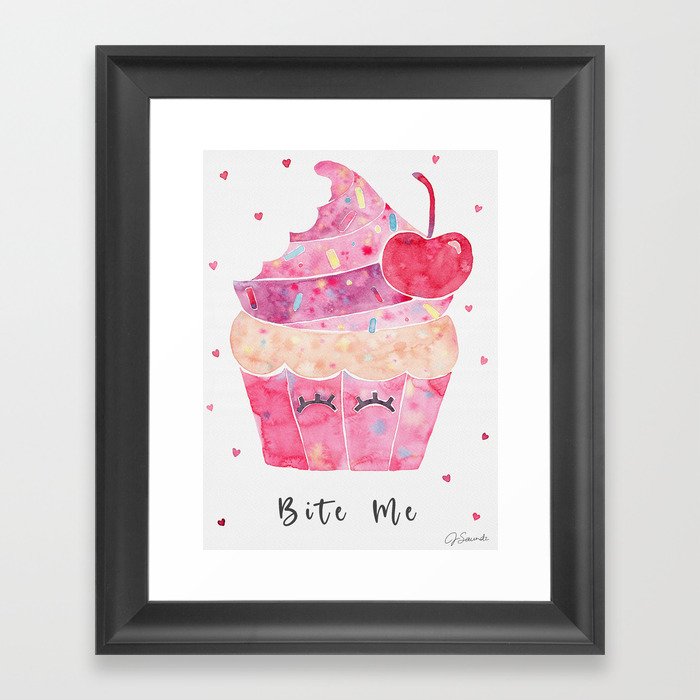 Bite Me Cupcake - Pink Framed Art Print