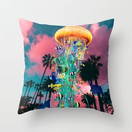 Electric Jellyfish In California Throw Pillow
