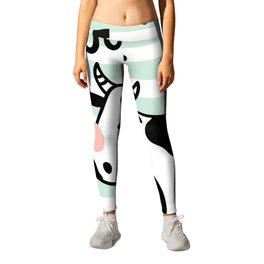 Vector Illustration Cute Cow On Striped Leggings
