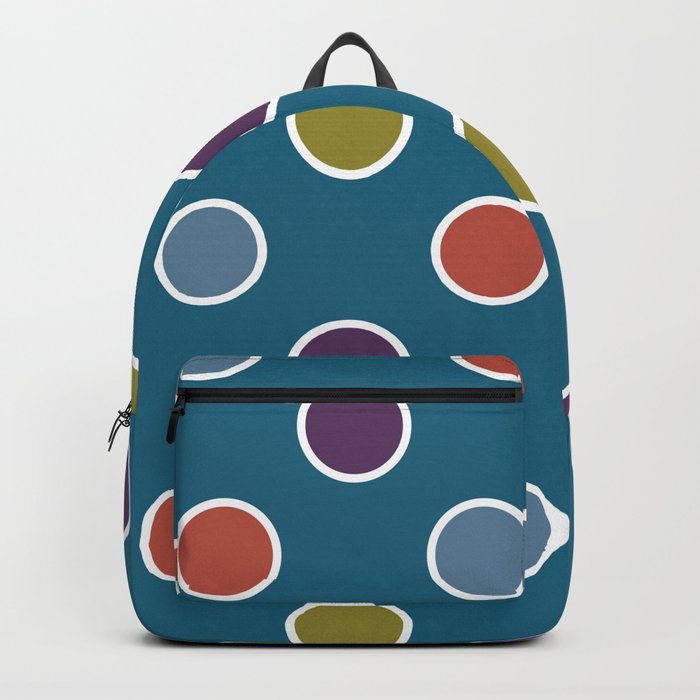 Geometric Candy Dot Circles In Brown Purple Blue Green Backpack