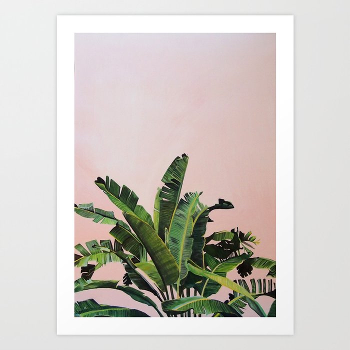 Tropical Palm leaves on pink Art Print by Anna Rachel Green | Society6