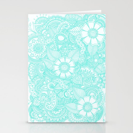 Henna Design - Aqua Stationery Cards