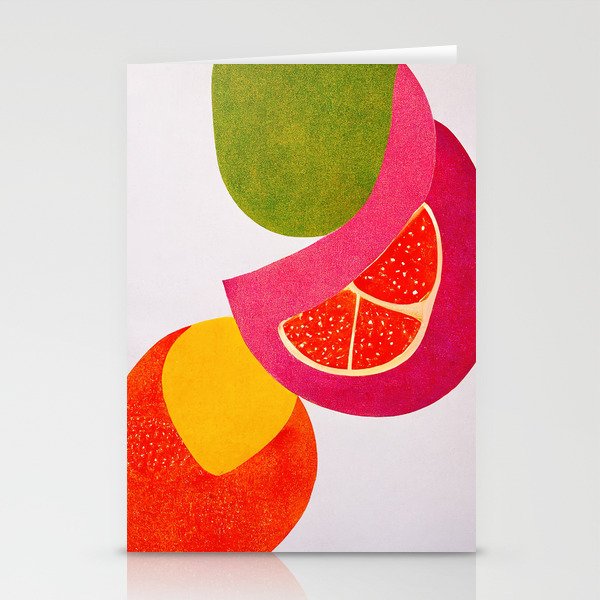 Citrus Slices - Abstract Minimalist Digital Retro Poster Art Stationery Cards