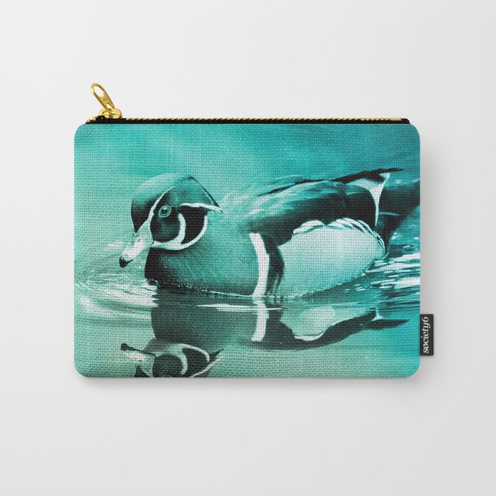 wood duck turquoise aesthetic wildlife art altered photography Carry-All Pouch