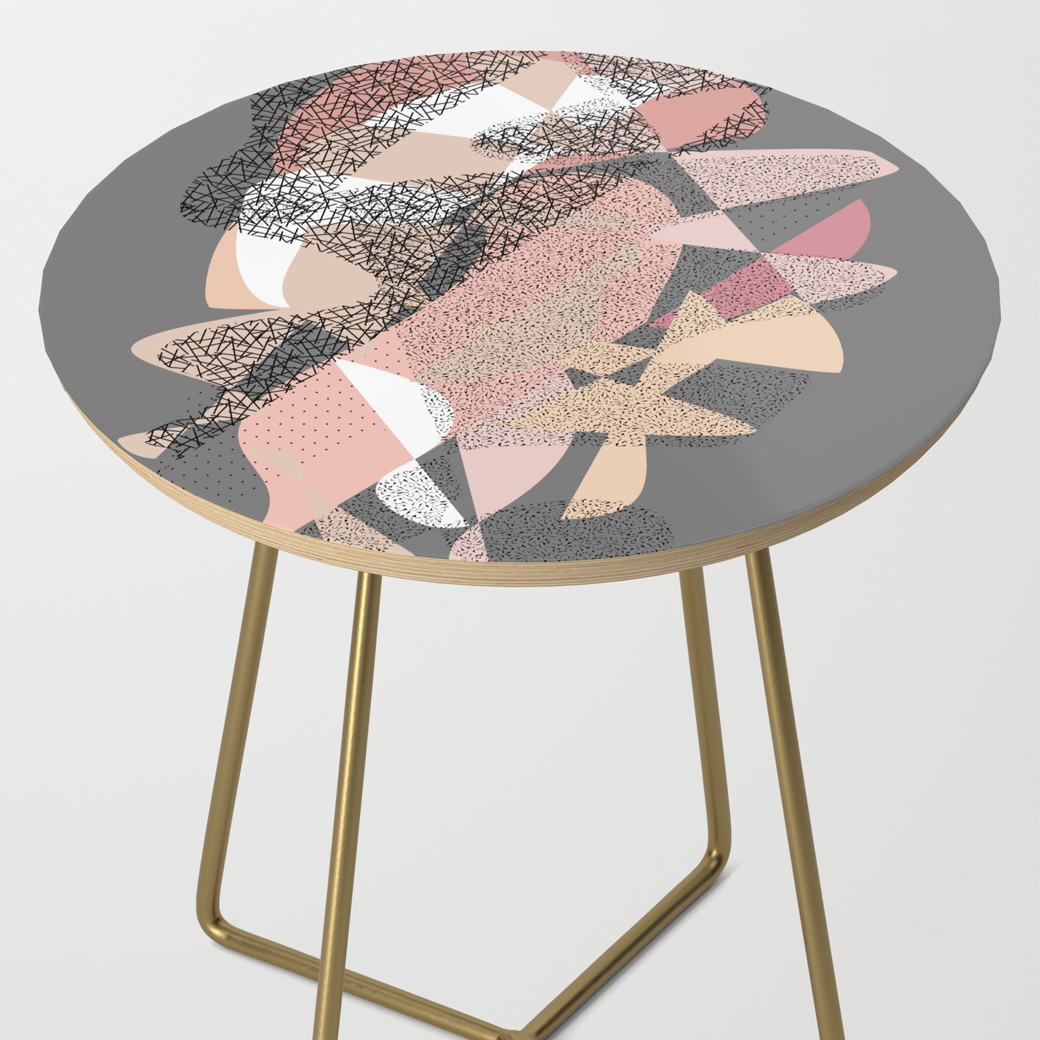 Abstract Contemporary Gray Skintones Digital Painting Side Table