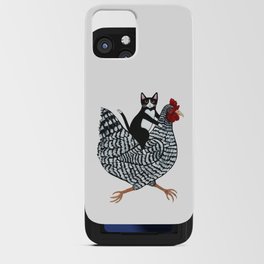 Tuxedo Cat Riding a Chicken iPhone Card Case