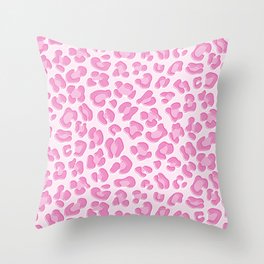 Leopard Preppy Pink Line Throw Pillow