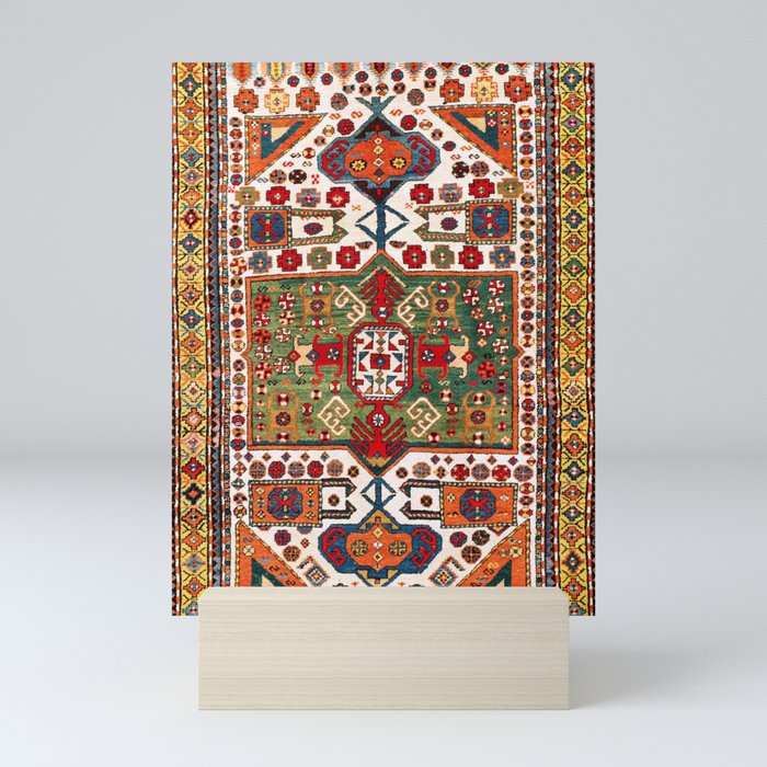 Kazak Antique Southwest Caucasus Rug Print Mini Art Print